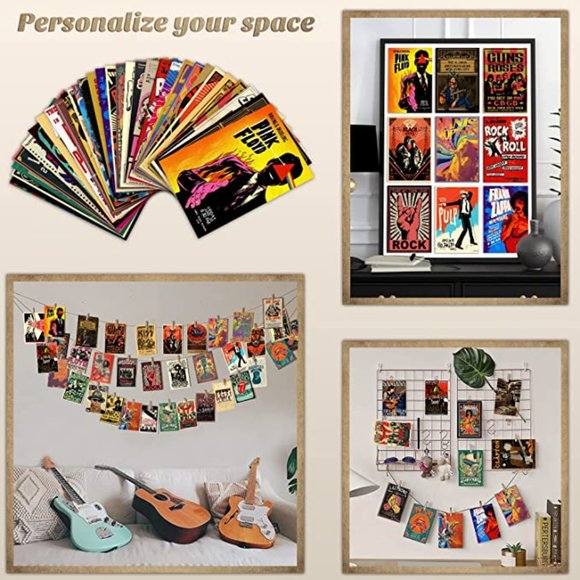 Vintage Aesthetic Wall Collage Kit,70PCS Rock Music Album Covers Room Retro Wall - Picture 6 of 10